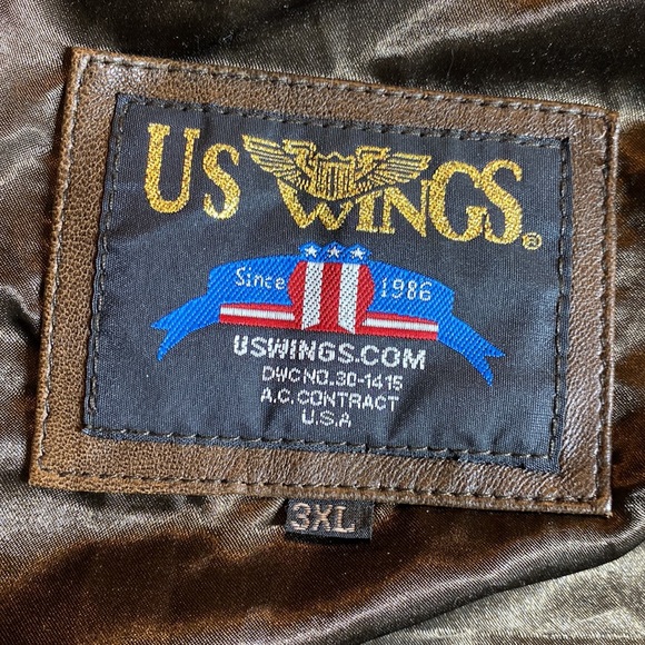 Vintage US WINGS Leather Bomber Aviator Jacket - Picture 11 of 15
